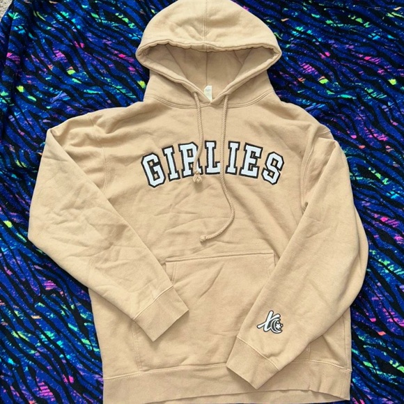 Larray “GIRLIES” Tan Hoodie Medium - Picture 1 of 4